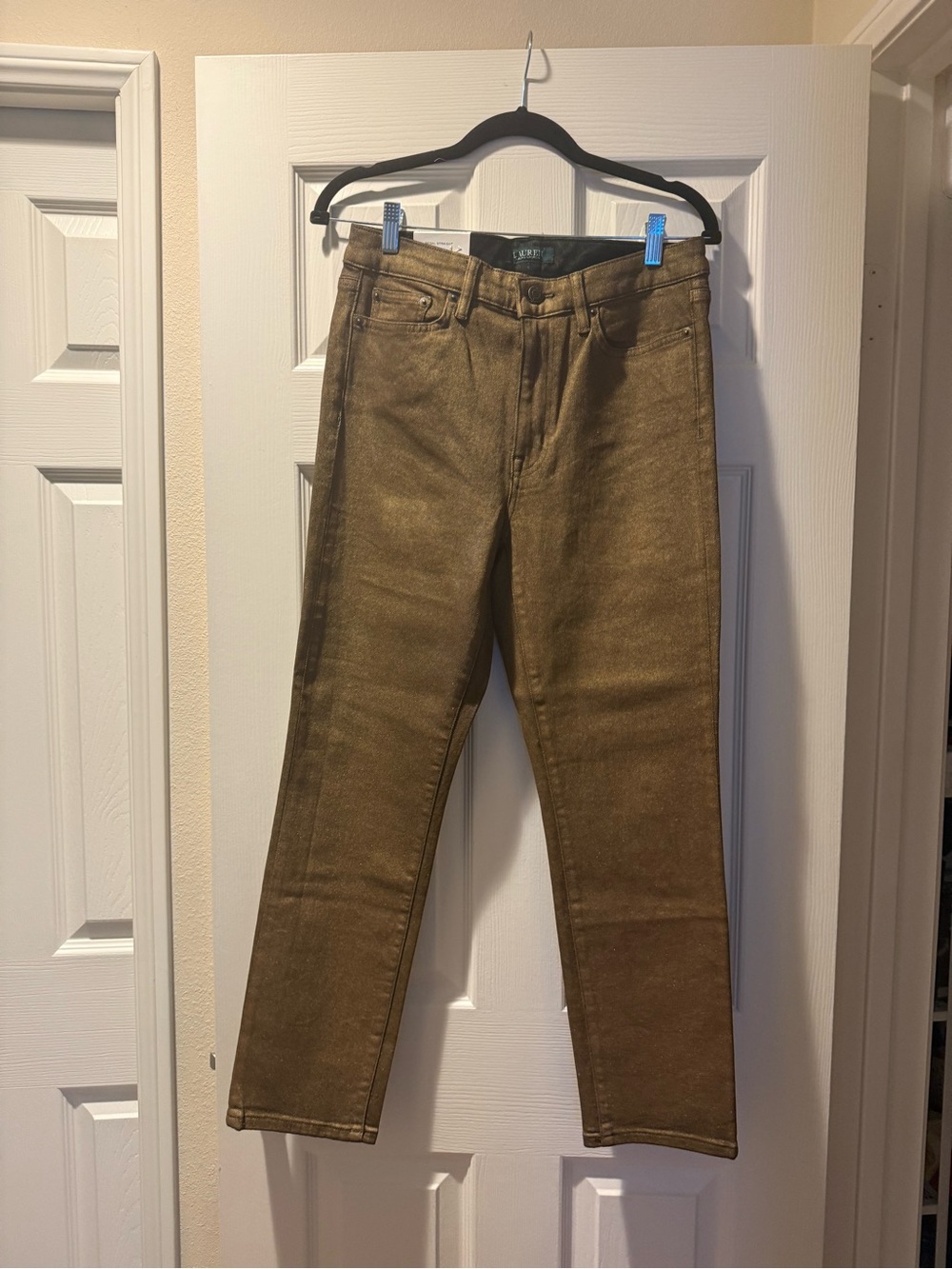 Lauren Ralph Lauren Metallic Bronze Straight Leg Jeans